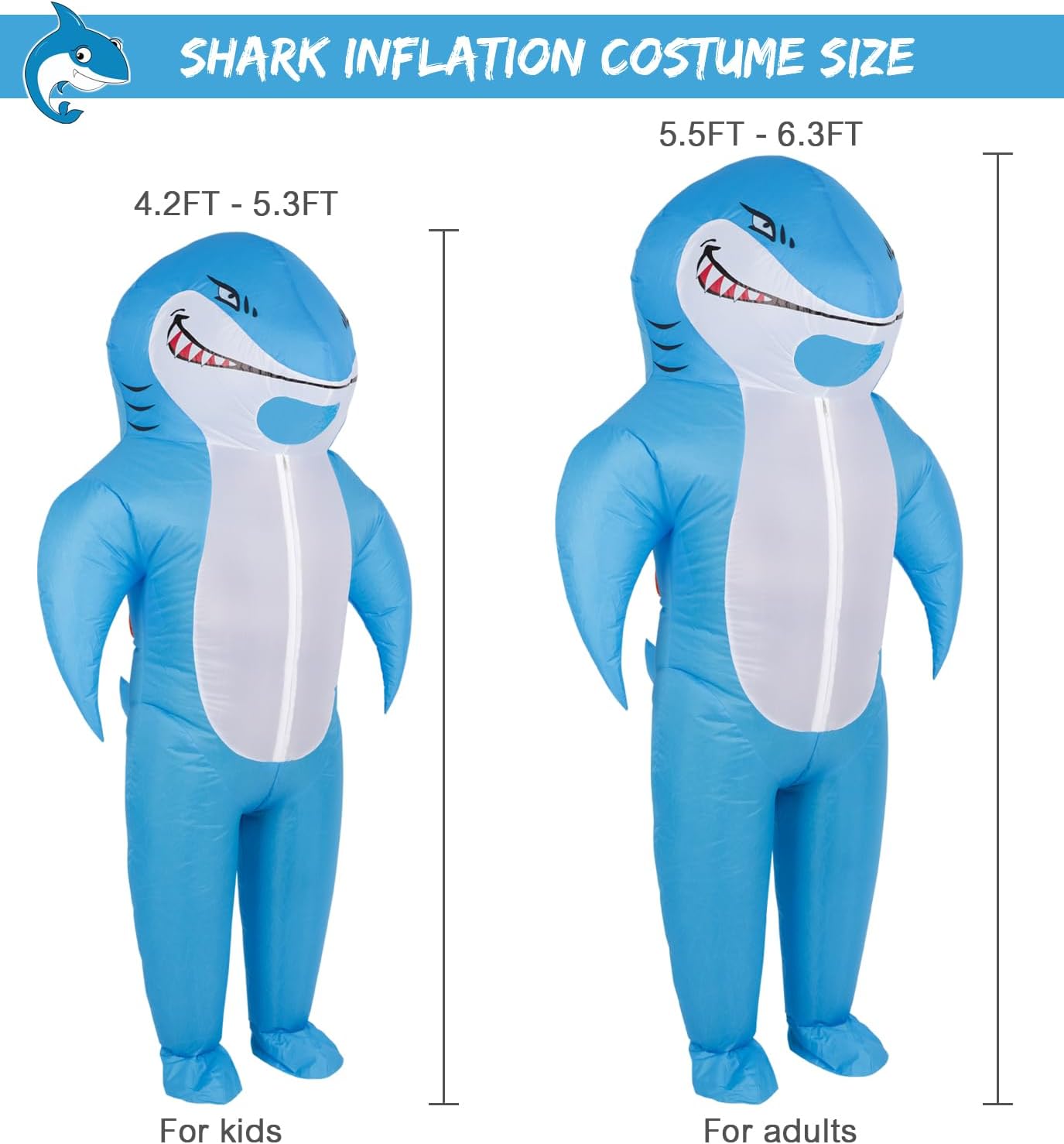 M MH ZONE Halloween Inflatable Costume for Adults&Kids Shark Costume Full-Body Cosplay Suit for Halloween, Christmas,Carnival - Image 2