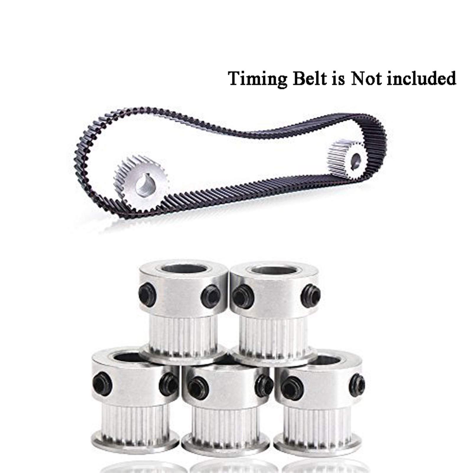 JINchao-Puleggia distribuzione 10pcs 20 denti GT2 GT2 Belt PULEGGER PULEY 20T, alesaggio 5mm, per stampante 3D larghezza 10mm, Precisione di posizionamento ( Bore Diameter : 20(5) 10PCS Toothed
