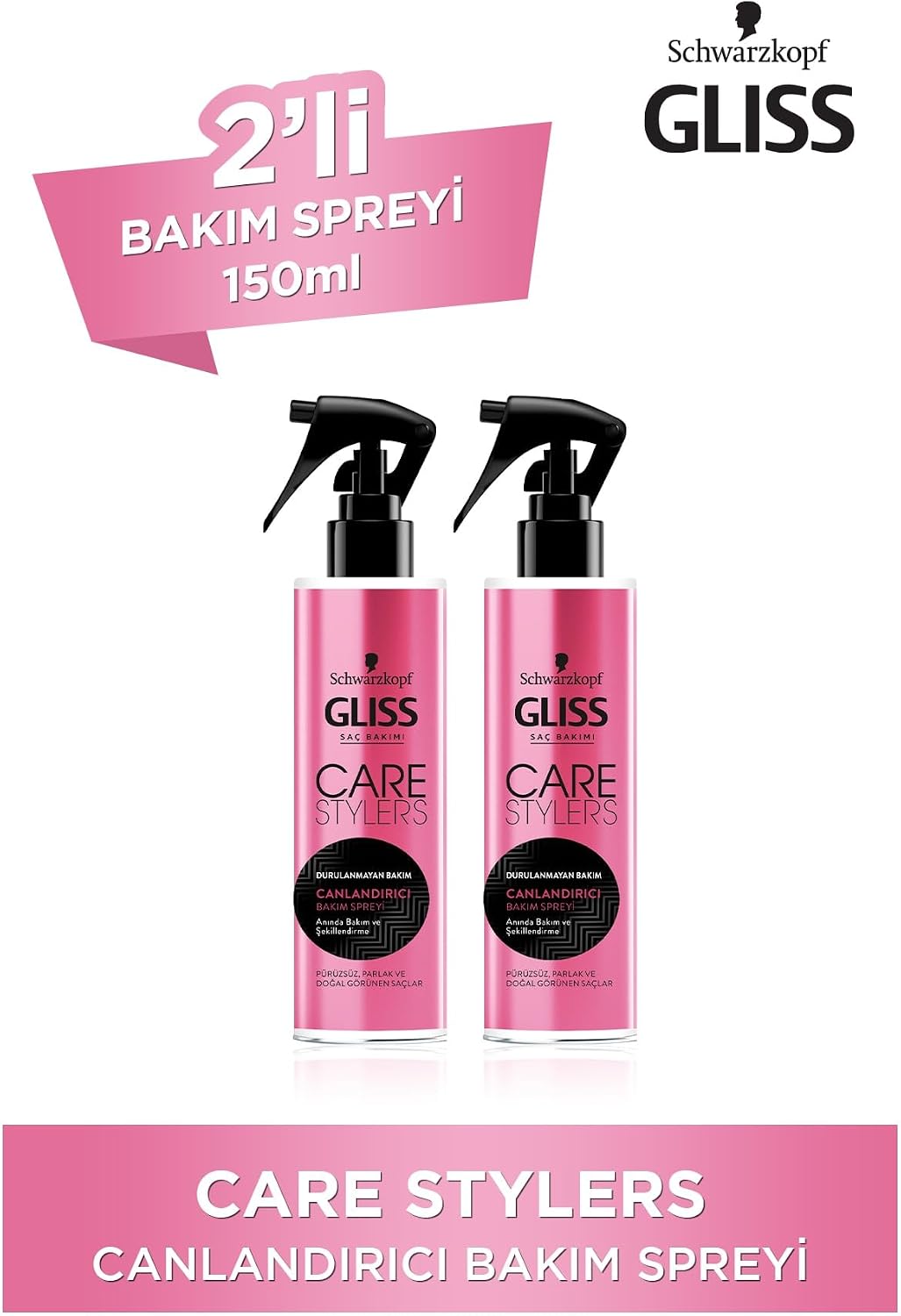 Gliss Care Stylers Canlandırıcı Saç Bakım Spreyi 150 ml, 2'li Set