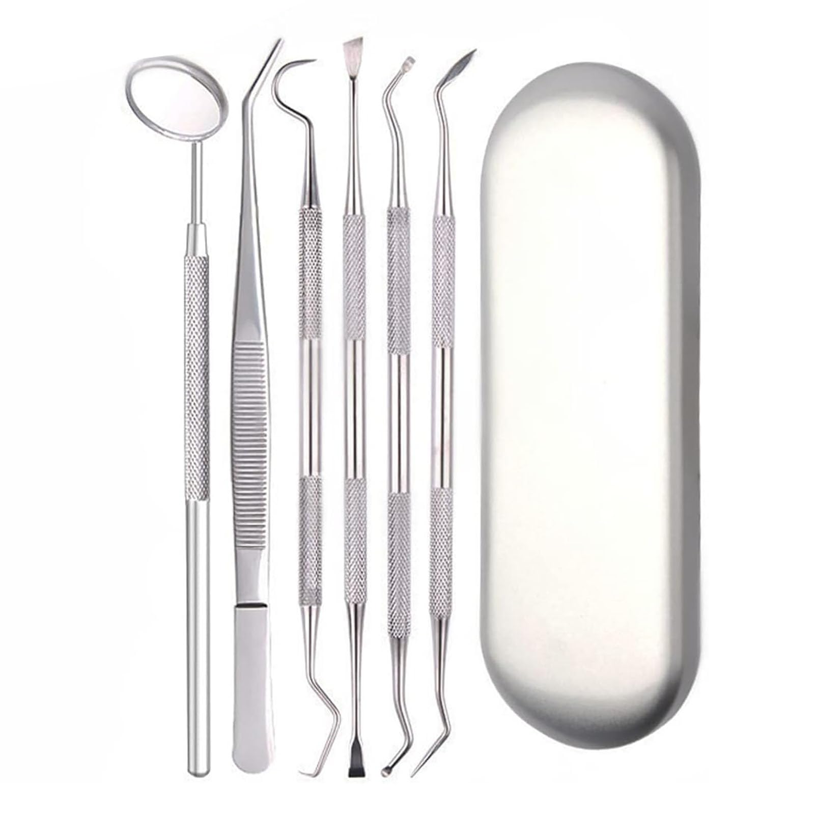 Dental Cleaning Tools Set Stainless Steel Teeth Cleaning Kit with Plaque Remover Mouth Mirror Tweezers with Case Perfect