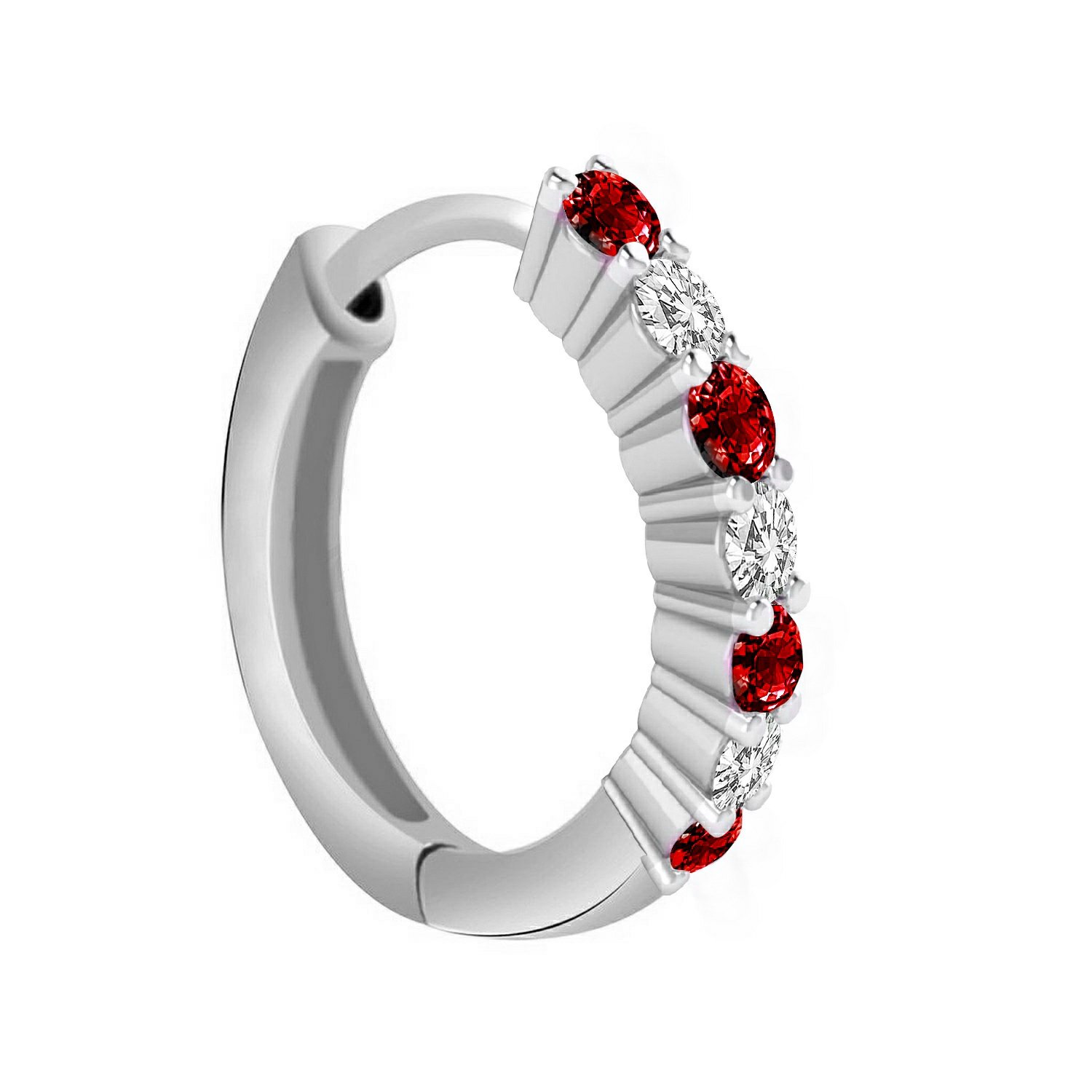 Paam 92.5-925 Sterling Silver Round Shape White Red Cubic Zirconia Prong Setting Saniya Style Nose Ring for Women Girls-image-21