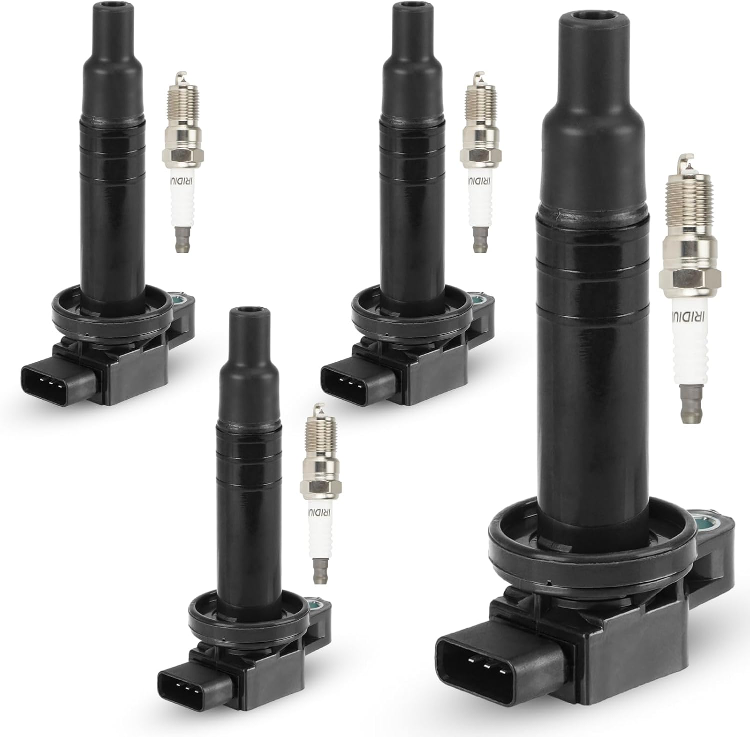 Set of 4 Ignition Coil and 4 Iridium Spark Plug Compatible with Toyota Prius Yaris Echo xA xB L4 1.5L Replacement for UF-316 C1304 5C1293 E346