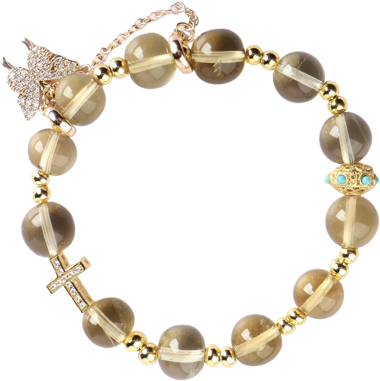 Natural Bead Bracelet 10mm Healing Crystal Bracelet for Women & Men Feng Shui Good Luck Meditation Buddhist Jewelry Handmade Stone Beaded Jewelry for Gift