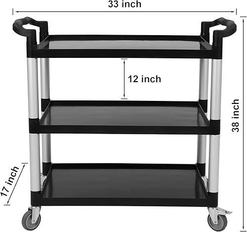Miniatura 2 de Carros utilitarios con rueda de freno, carrito de servicio rodante de alta resistencia de 360 libras de capacidad, carrito de comida de restaurante