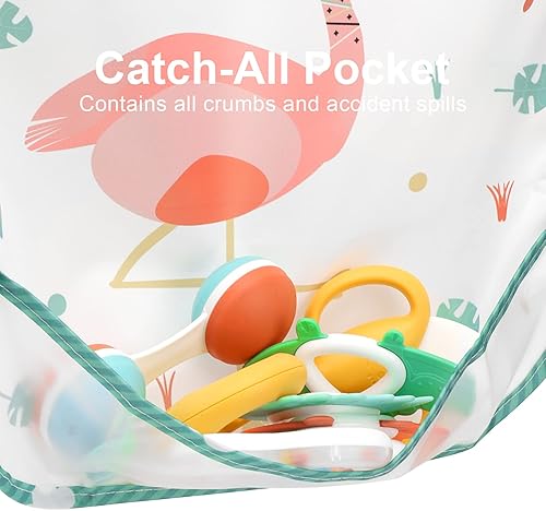 Miniatura 5 de Accmor Long Sleeve Baby Bibs, Waterproof Sleeved Bibs Smock for Toddler Baby Girls Boys Eating Feeding 4 piezas de pájaro gris/zorro rojo/flamenco