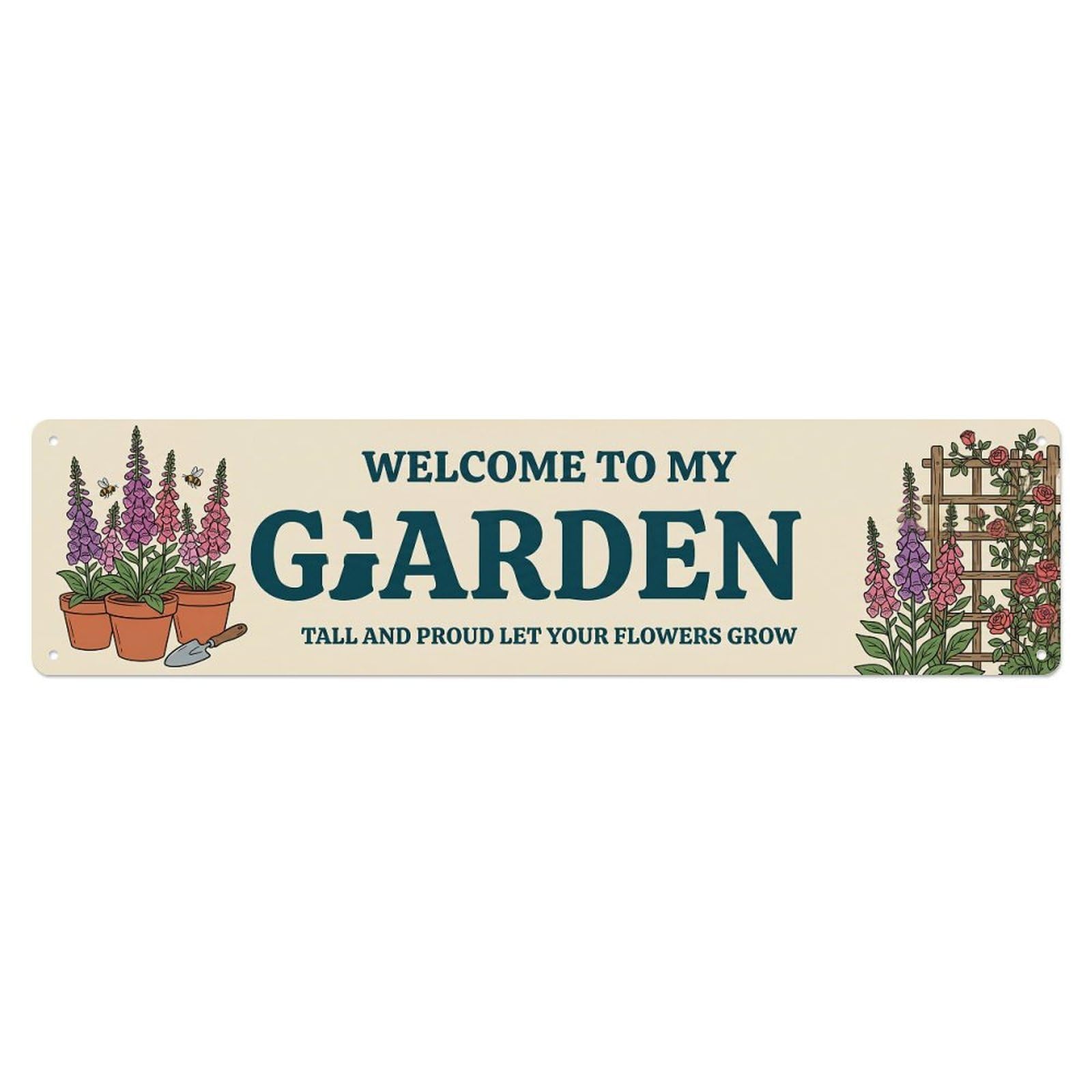 Welcome To My Garden Vintage Foxglove Cottage Metal Tin Sign