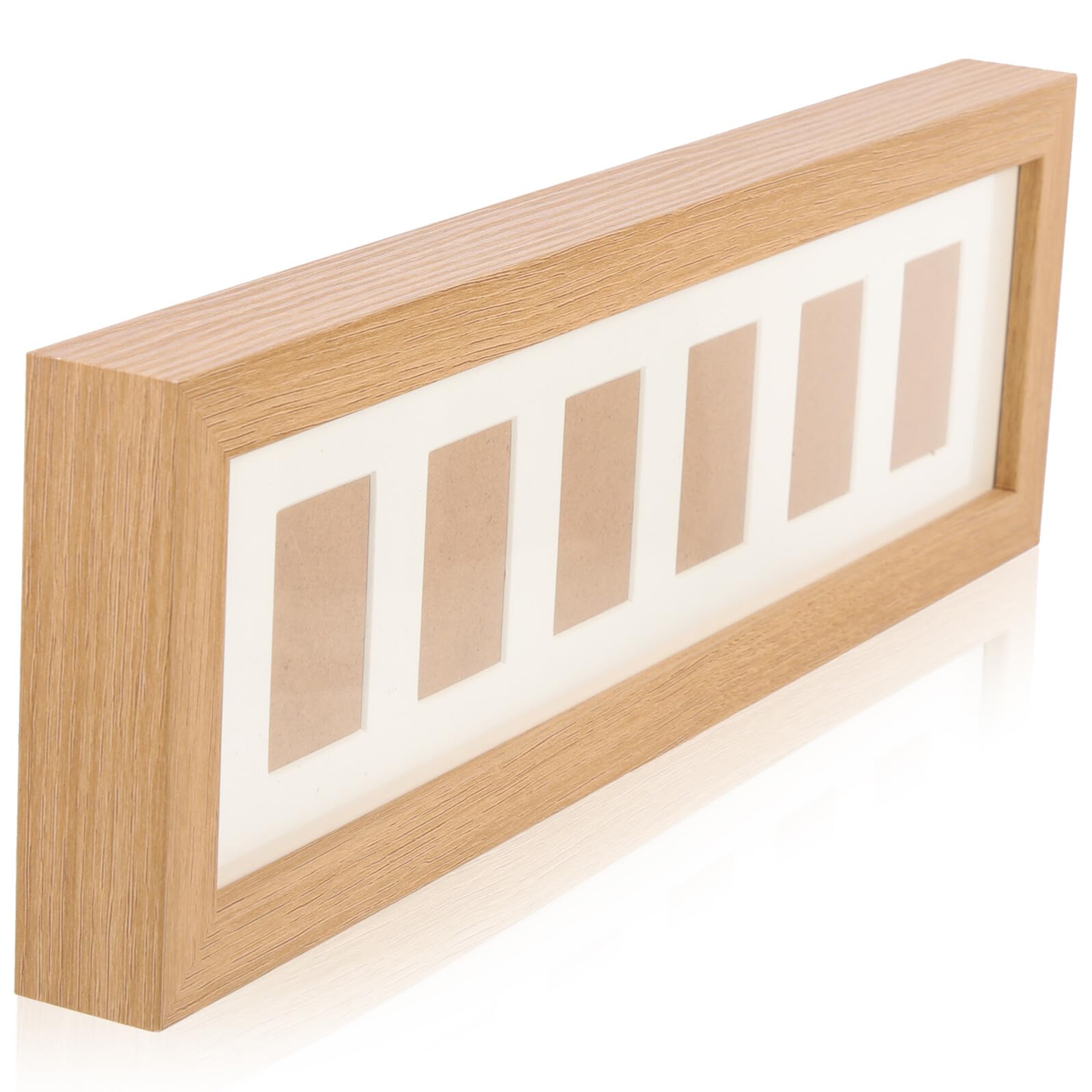 TOYANDONA Marco de Fotos de Madera para Bebés 6 Agujeros, Soporte de Escritorio para Recuerdo de Primer Año, Portafotos Infantil para Recién Nacidos y Decoración de Habitación