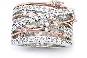 AZQ 925 Sterling Silver Chocolate Diamond Rings Silver Criss Cross Engagement Ring For Women