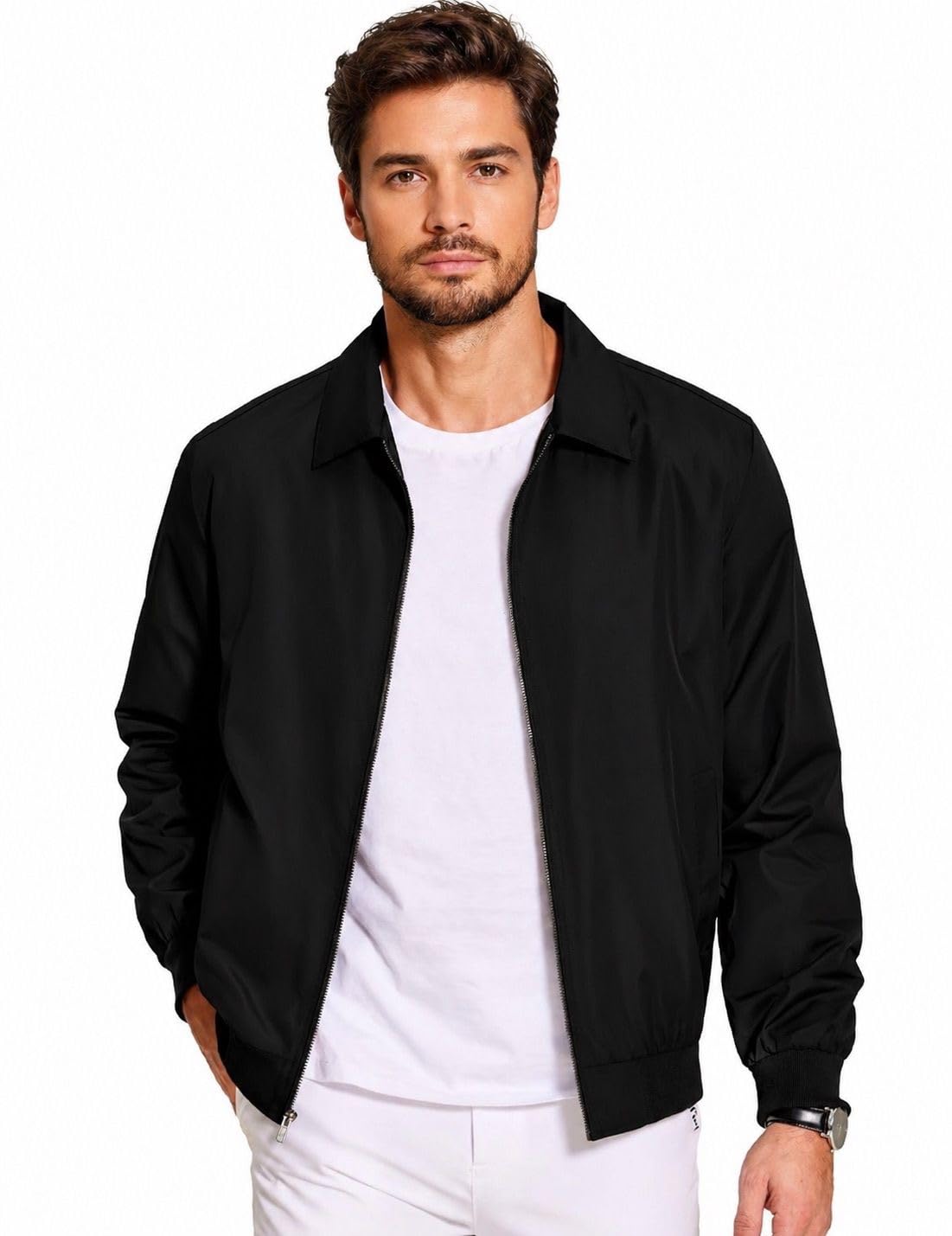 yoonikk Men's Waterproof & Dust Proof Bomber Jacket, Quick Dry, Lightweight, Full sleeve Spread Collar, Pockets Zipper Regular Jacket Blue (S-XL)-picture-55