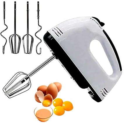 Stainless-Steel Super Electric Hand Mixer, Whisker With 7 Speed Control Detachable Finish Beater, Butter Milk Maker,Lassi, (280W, White)