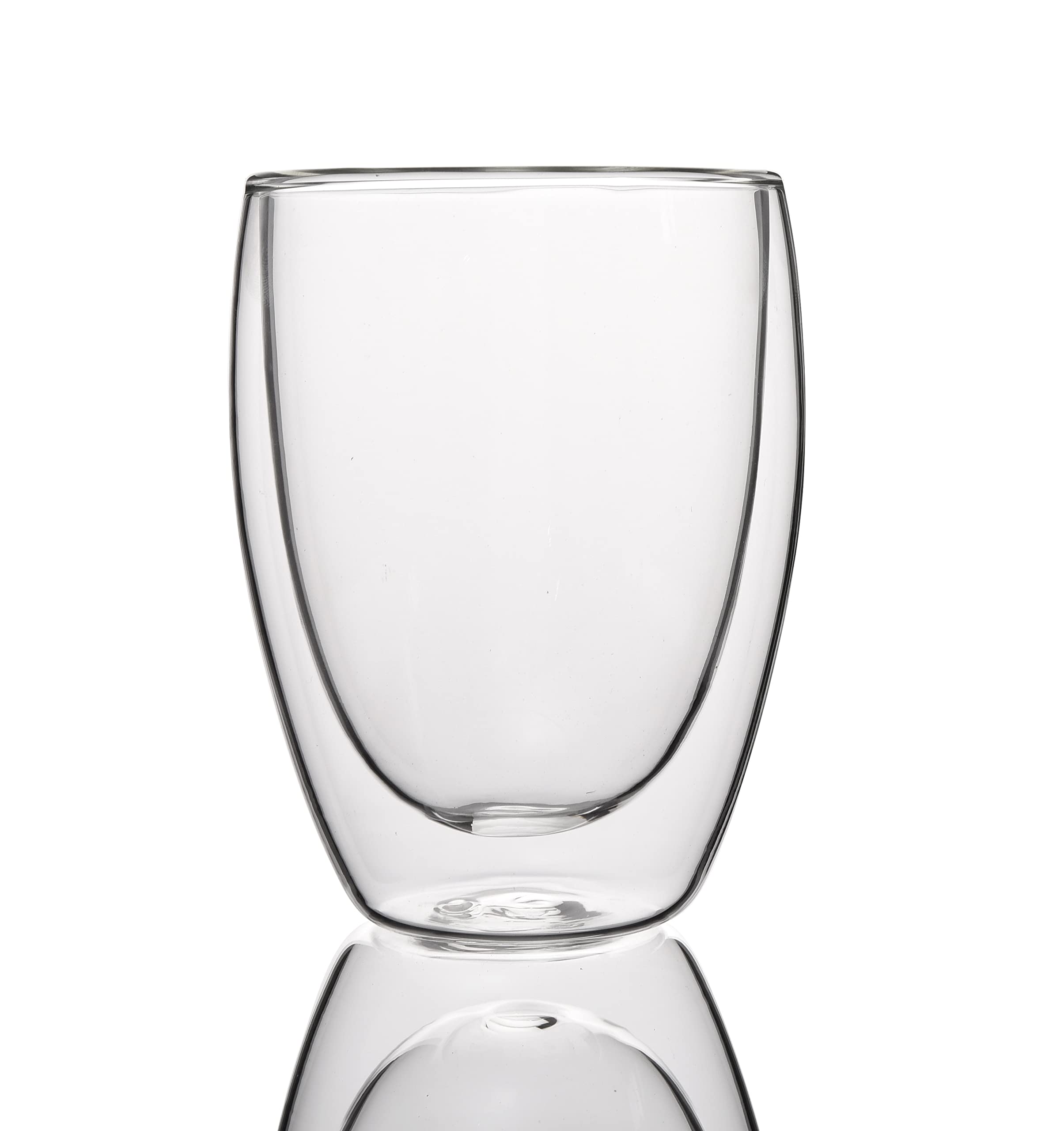 SAPHALTON Double Wall Glass Coffee Mugs without Handle, 2.5 oz /8.5 oz /11.8oz Tea Cups, Clear Glass Drinkware for Espresso，Cappuccino, Latte，Hot Beverages (11.8 OZ)