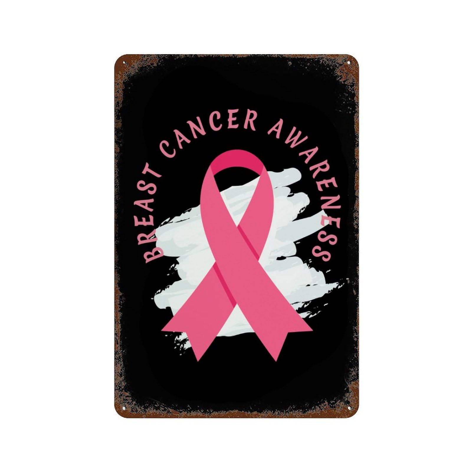 KWQDOZF Breast Cancer Awareness Theme Metal Tin Sign,Vintage Iron Hanging Plate Vertical with Rust Poster Wall Decor 8x12inch