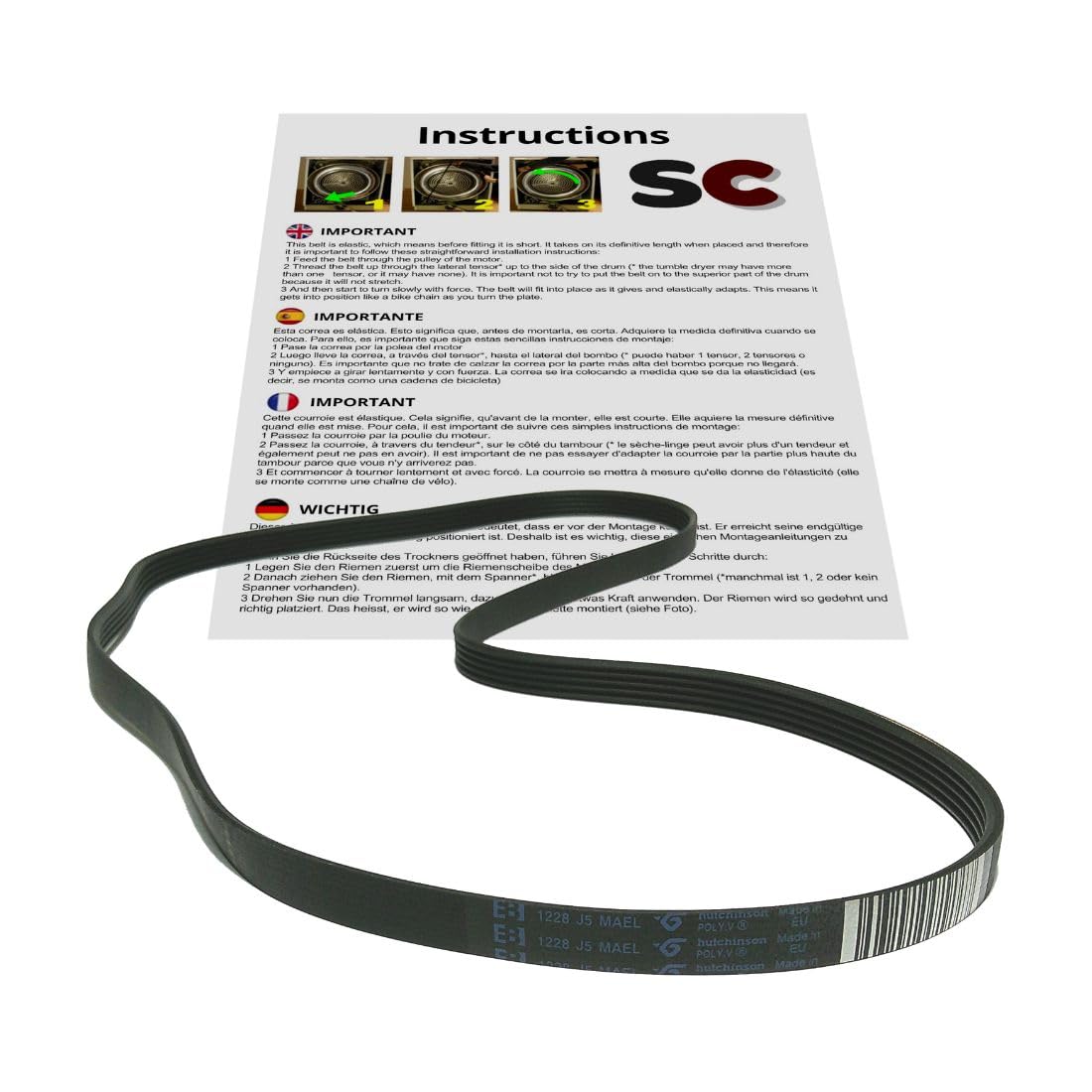SC Solocorreas - Washing machine belt 1228 J5 MAEL