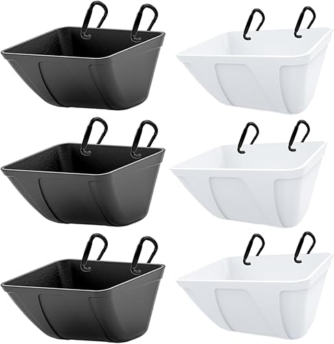 Paquete de 3 comederos de pollo negro y 3 canales de alimentación para valla blanca