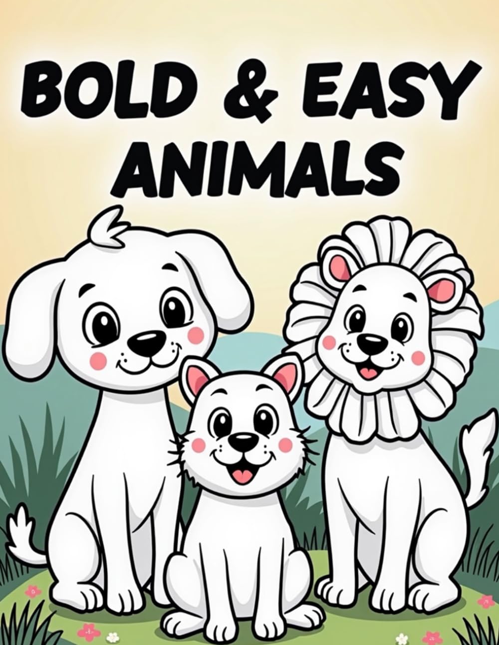 Bold & Easy Animals: 40 Cute Animal Designs with Big Bold Lines for Relaxation and Fun