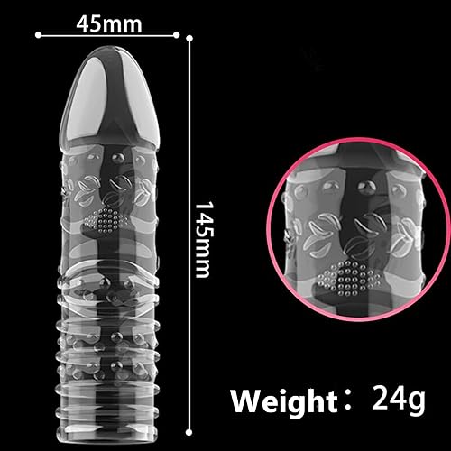 Miniatura 3 de Sponver Condón roscado mace, condón masculino, candado para adultos, anillo fino, manga extendida, 4 diseños (paquete de 4) transparente