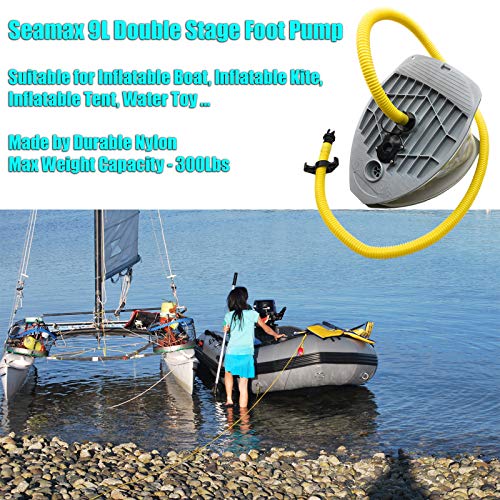 Seamax 9L Foot Pump With Double Chambers, High Volume And High Pressure, Max 15 Psi For Inflatable Boat And Sup #TOP1