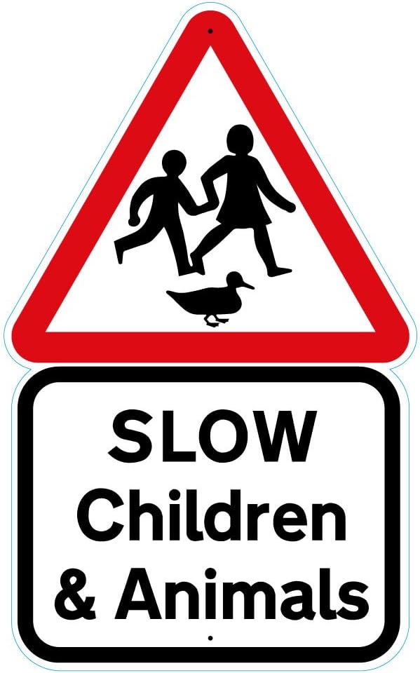 Slow Children & Animals Sign, Childen Playing Signs, Slow Down Sign Road Sign - Medium