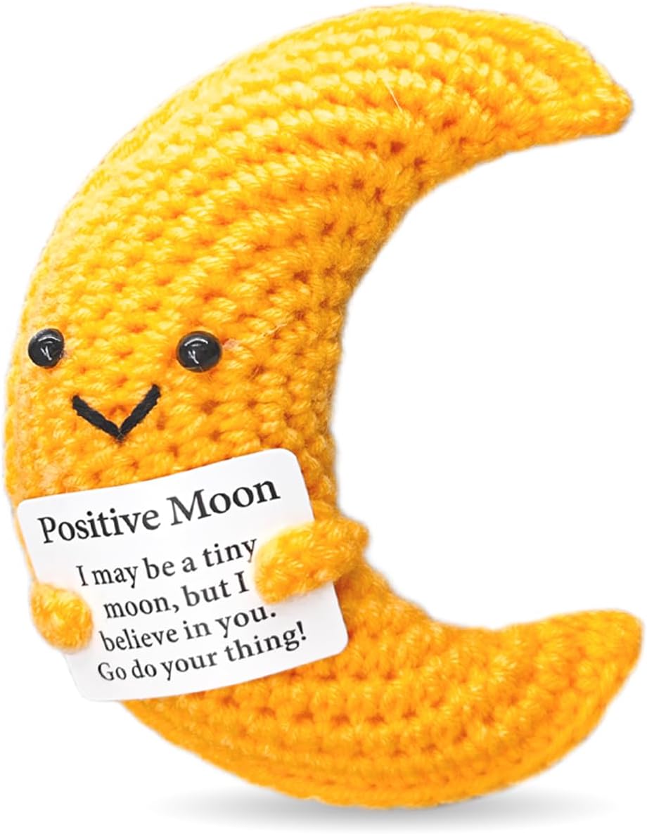 Mini Handmade Crochet Moon, Suitable for Women, Men, Family, Friends, Boss, Colleagues Creative Christmas Thanksgiving Gift Emotional Support Gift