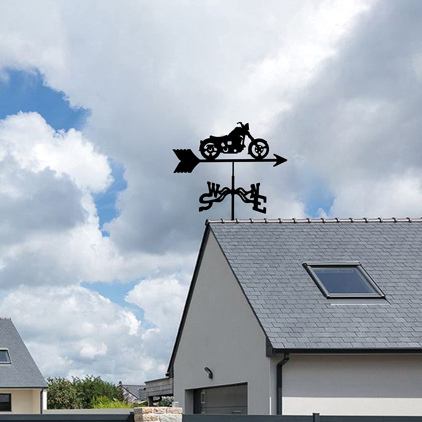 Metalowa wiatrowskaz z ozdobą samolotu-motocykla, wiatrowskaz Kołek ogrodowy Wiatrowskaz Wskaźnik kierunku wiatru ze stali nierdzewnej Dach ogrodu