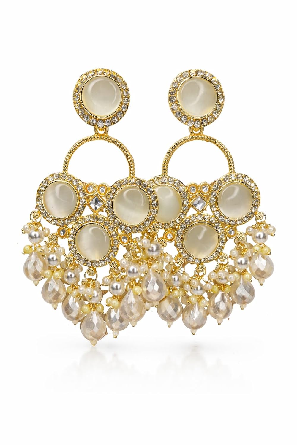 Gold-Toned Chandelier Earrings with Pearl Drops, Crystal Embellished, Bridal Statement Jewellery - Review, Price and Buying Guide