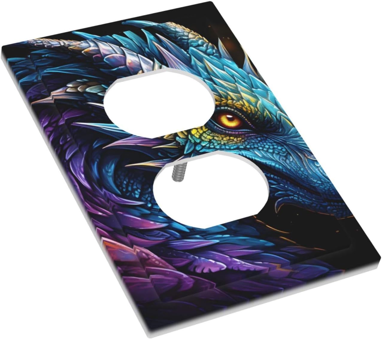 Fierce Dragon Animal Light Switch Cover 1 Gang Single Duplex, Wall Plate Outlet Covers Electrical Plug Cover, Decorative Receptacle Switch Plate for Bathroom Bedroom 5 x 3 Inch