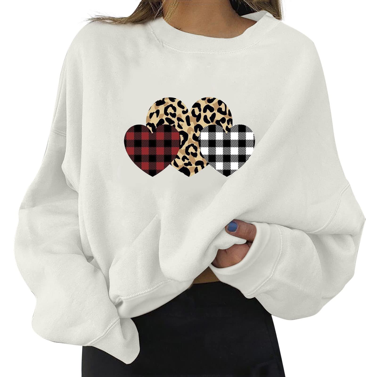 JMEDIC Fashion Tunic Casual Short Round Neck Long Sleeve Printed Shirt Pullover Top Womens Long Fleece Sweater Hoodie Cotton Set Women Full Zip Workout Top