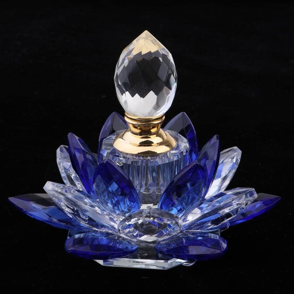 5ml Blue Crystal Glass Lotus Flower Perfume Bottle - Exquisite Craftwork and Natural Essence - Decorative Perfume Bottles for Her, Girlfriends, and Home Dcor - Unique Gift for