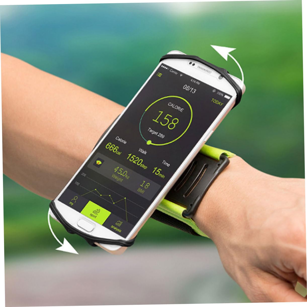 Angoily 2stücke Drehbarer Armband Handyhalter Für Sport Jogging Und Laufen Elastisches Material Einfacher Zugriff Smartphone Farblich Zufällig