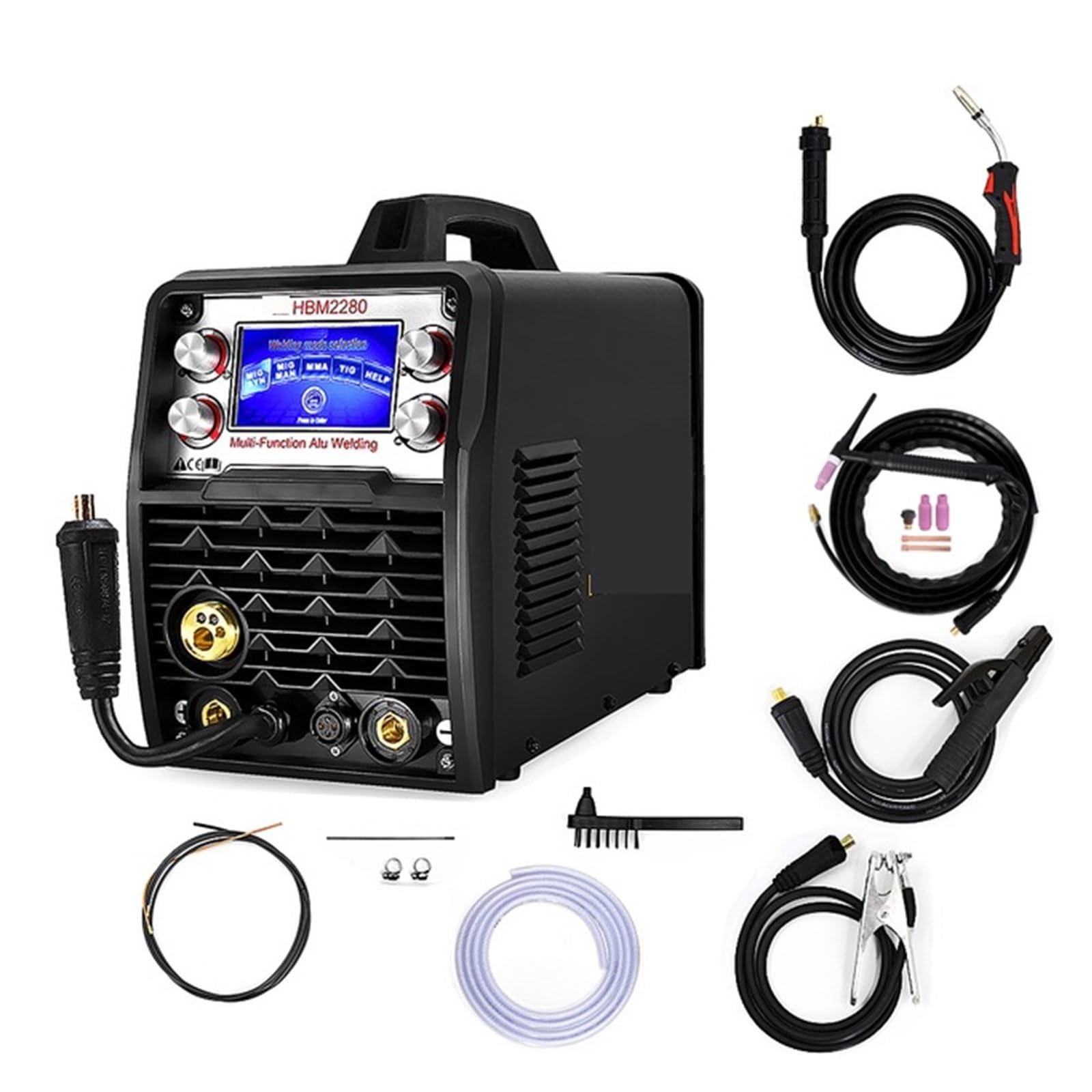 Saldatrice semiautomatica Synergy 4 in 1 in alluminio, saldatrice senza gas inverter, saldatrice MIG ARC MMA SYN senza gas Saldatura(With Tig Torch)