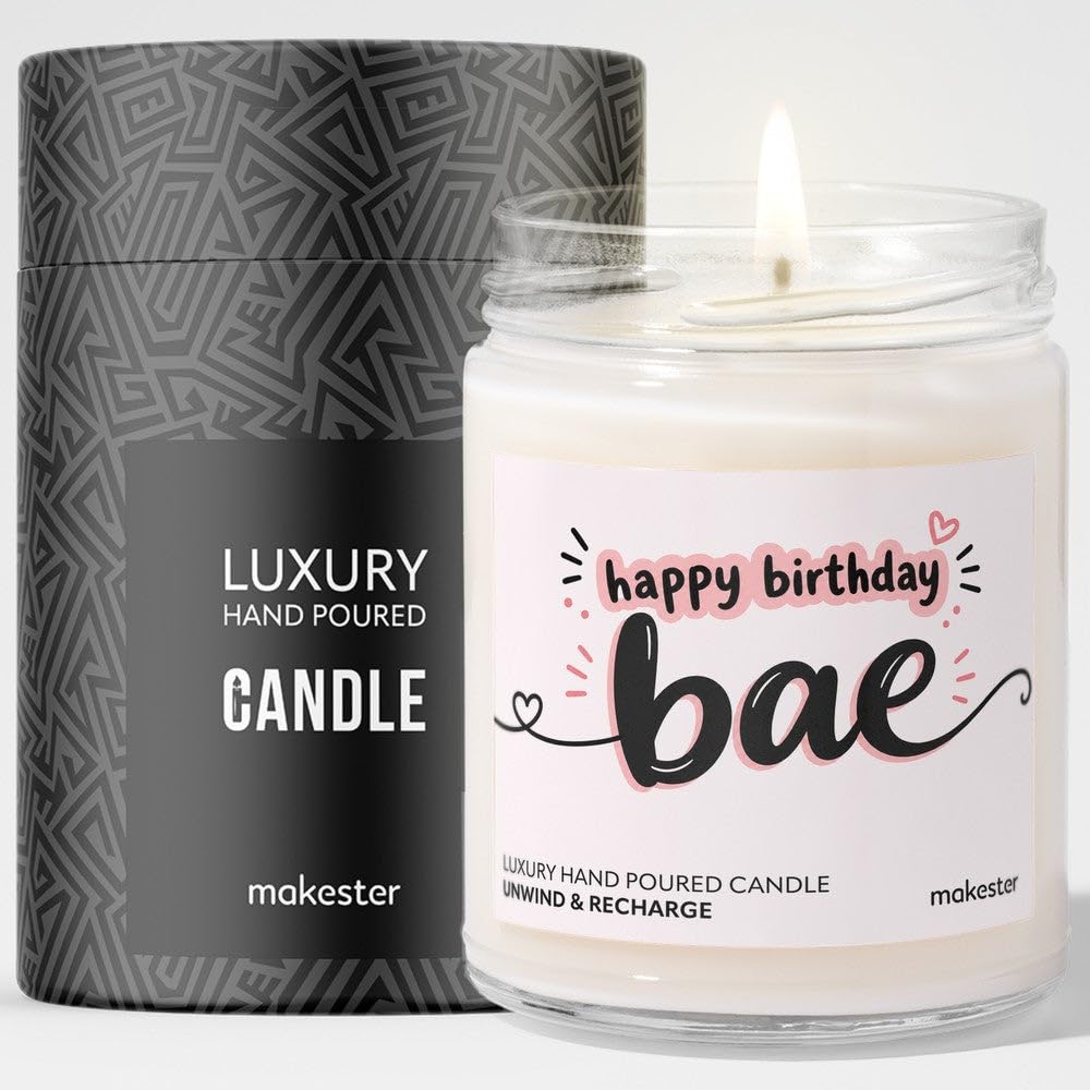 Birthday Gift for Bae - Luxury Soy Wax Candle - Vanilla, Jasmine, Sugared Almond - Makester — image 1