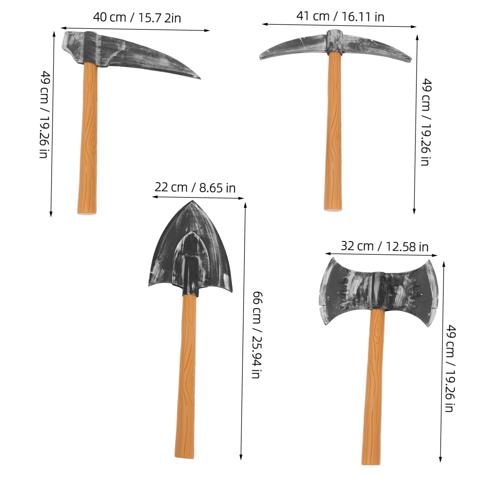 COLLBATH 4 Pezzi Giocattolo Finta in Schiuma Prop Per Halloween Nani Cosplay Piccone Finto Accessorio Per Costumi Teatrali Scenari