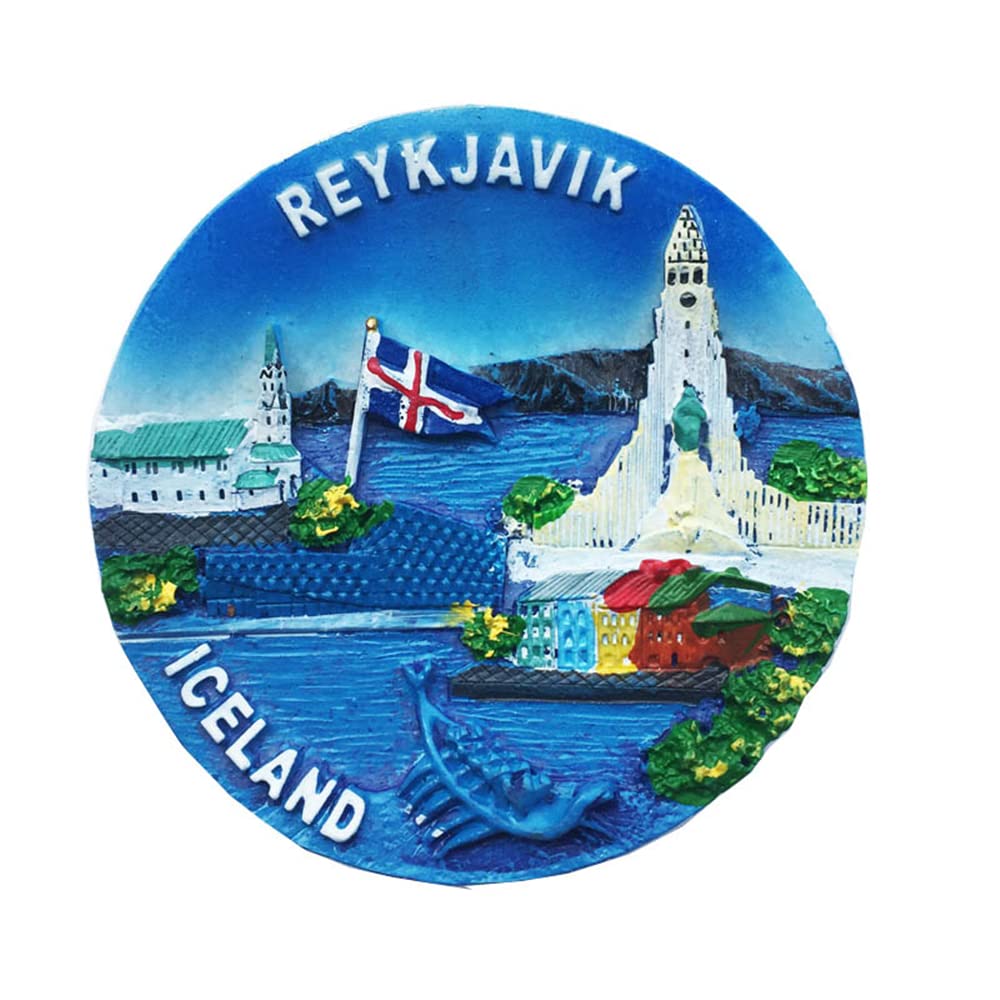 MUYU Magnet 3D Reykjavik Iceland Fridge Magnet Souvenir Gift Refrigerator Magnetic Sticker Collection, 6.3X6.3 CM