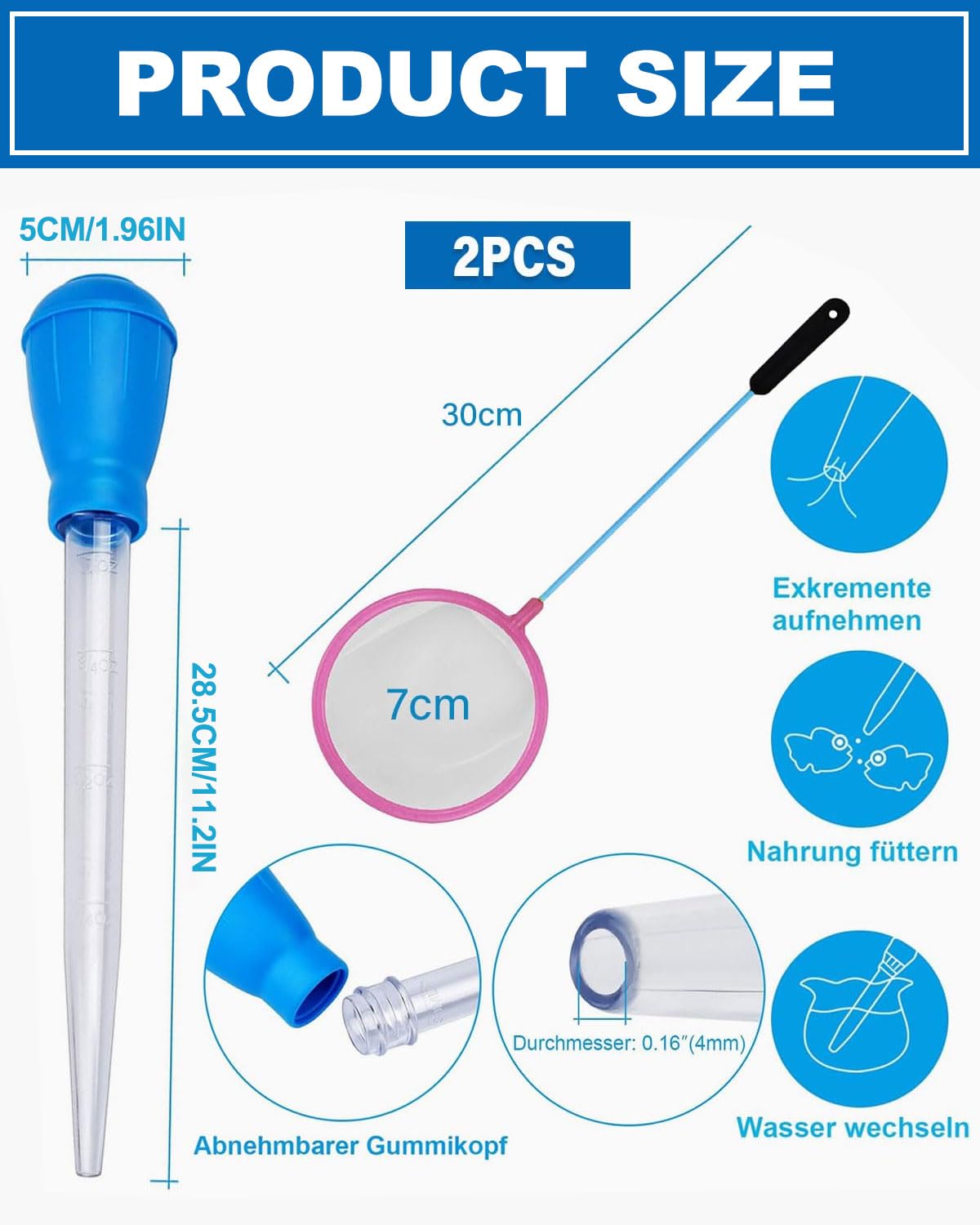 1 pièce Multifunction Pipette, propipette Capacity 30 ml, 28.5 cm, Pour Nourrir les poissons et les tortues, attraper les petits poissons et crevettes et nettoyer l'aquarium