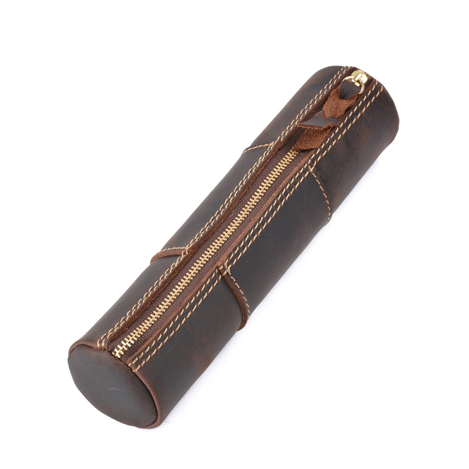 DUMRALBQE Wooden Jewelry Box Leather Zip Pen Bag Handmade Stationery Storage for Storage and Organization(Coffee)