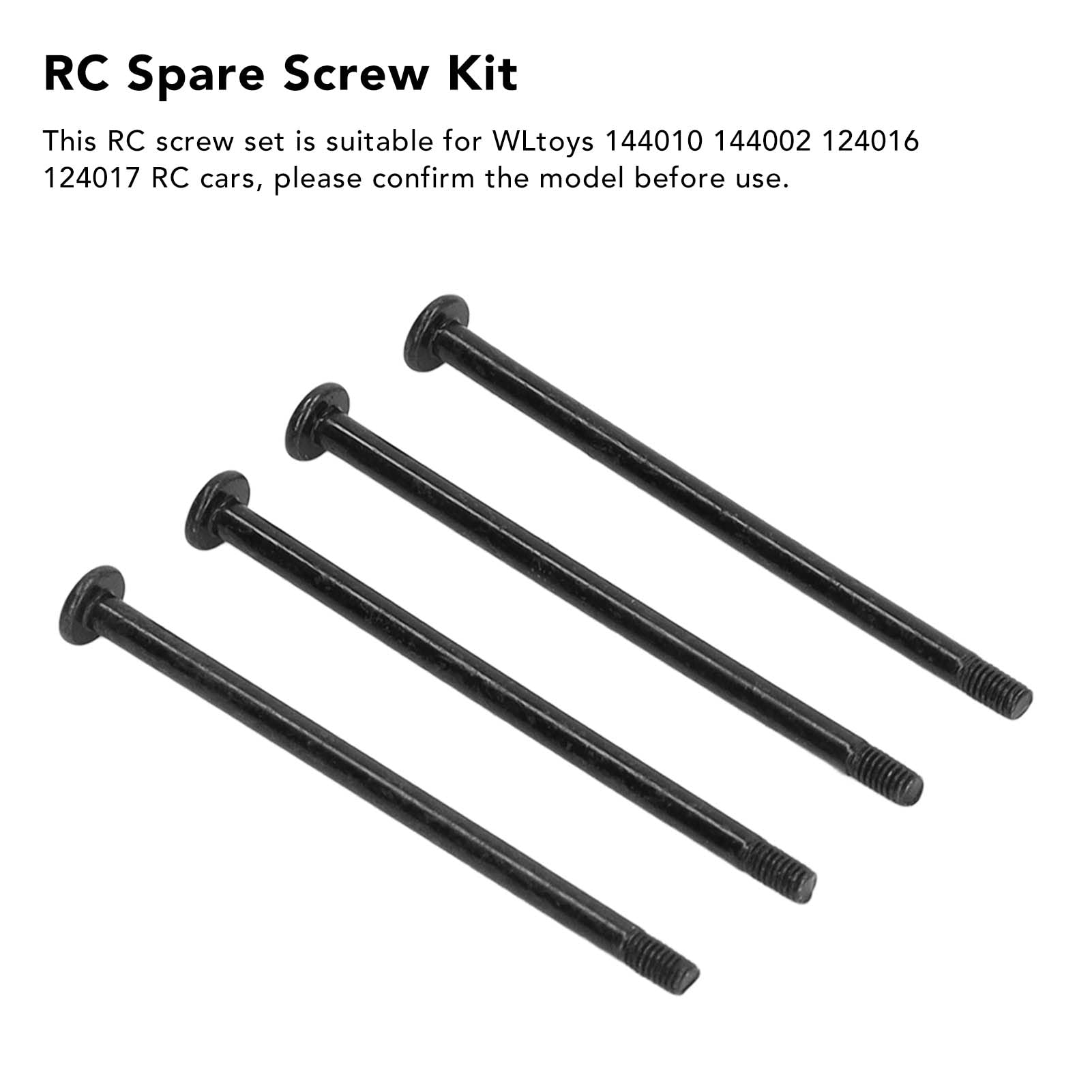 Kit 4 Viti In Acciaio Per Auto RC WLtoys - Dadi Antiruggine Di Ricambio Per Modelli 144010, 144002, 124016, 124017