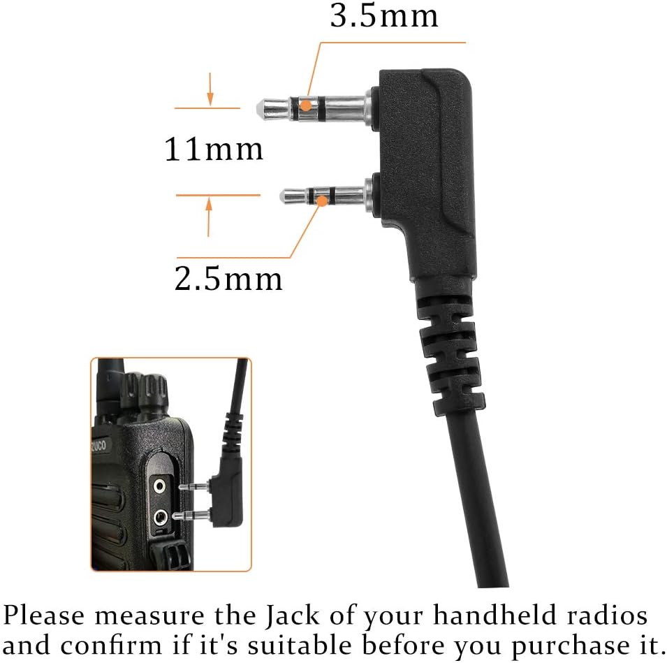 Best Handheld 2 Pin Speaker Mic for Two Way Radio, Sanzuco, BaoFeng, Retevis (6 Packs)