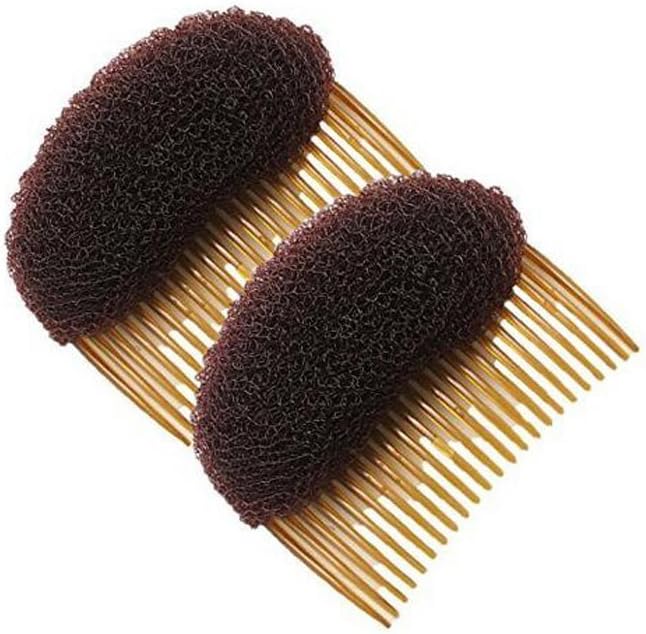 SiChun 2PCS 23 Teeth Hair Fringe Volume Bump Up Inserts Tools-Hair Pin Hair Styling Clip Hair Charming Insert Do Beehive Tool Maker Hair Comb Hair Style Accessories (Brown)