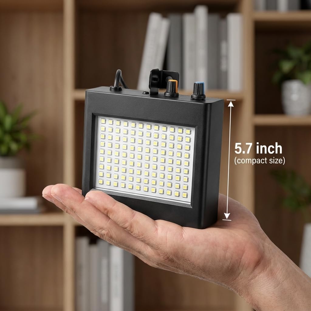 QWORK 108 LED Strobe Light Sound Activated - Plug-in Flash Lamp with Adjustable Speed for Parties