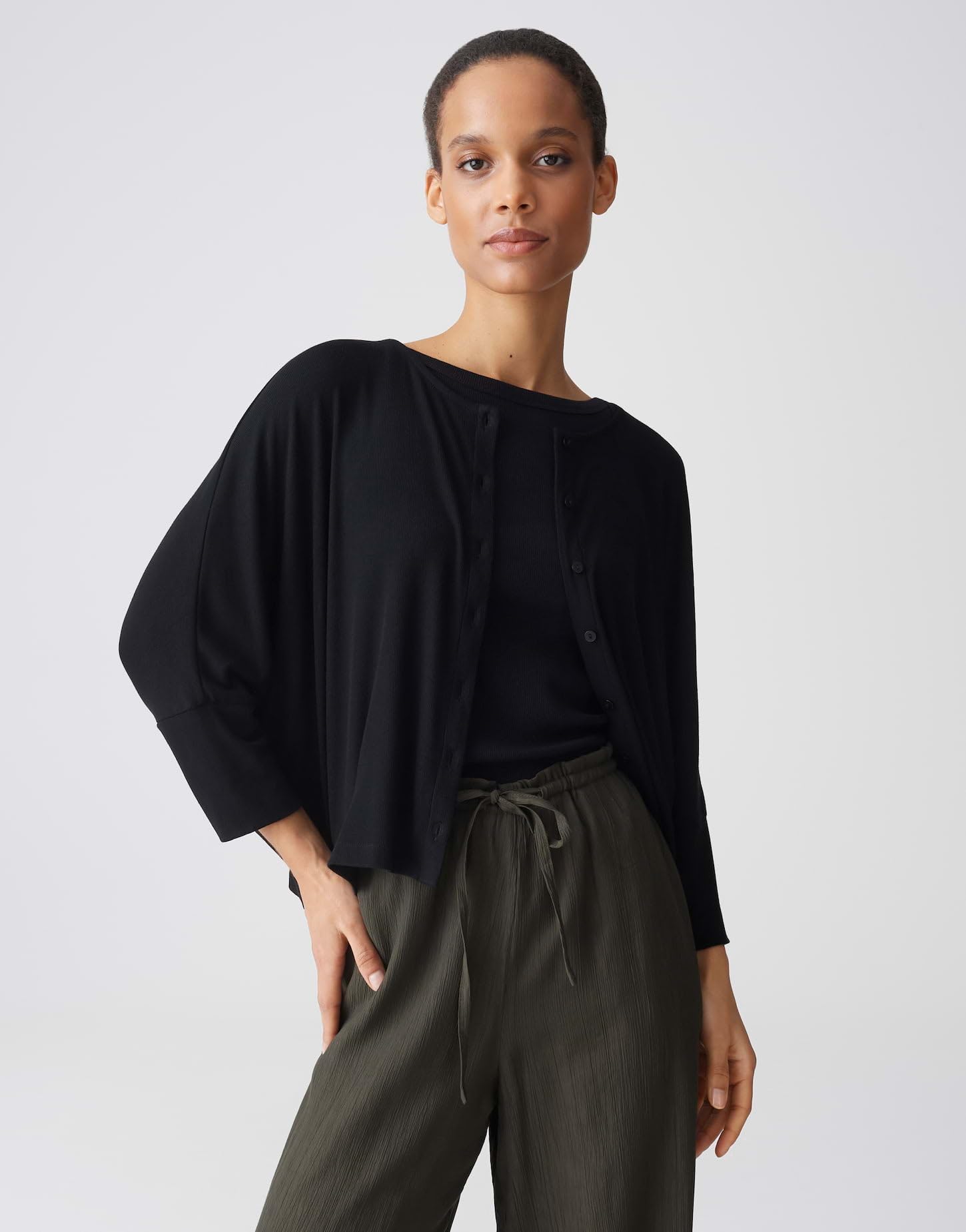 OPUS Damen Dreiviertelarmshirt | Weiche Shirtjacke aus ECOVERO™ Viskosemix Loose Fit