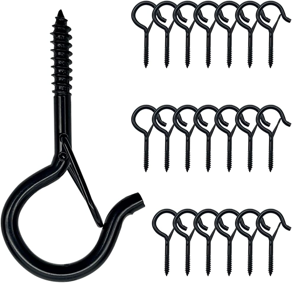 KINGARDEN 20 Pcs Q Hanger Screw Hooks with Safety Buckle for Outdoor