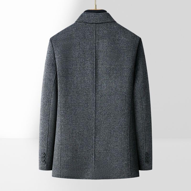 Gabardina gris de lana para hombre abrigo largo de invierno grueso con forro de plumón 3