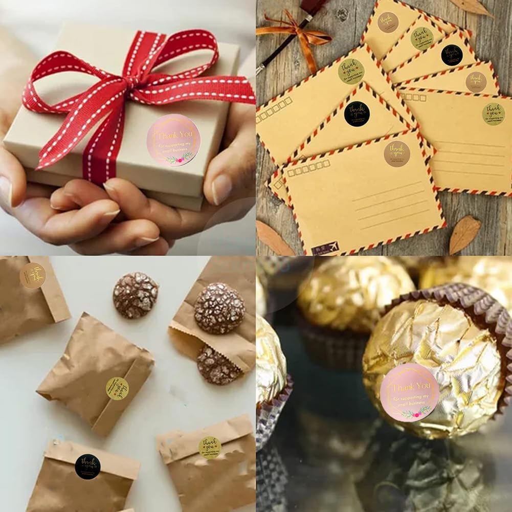 500PCS Thank You Stickers, 1.5 Inch Thank You for Supporting My Small Business Stickers for Greeting Cards Flower Bouquets Self-Adhesive Labels Small Business Packaging Supplies Wraps (Floral) - Image 7