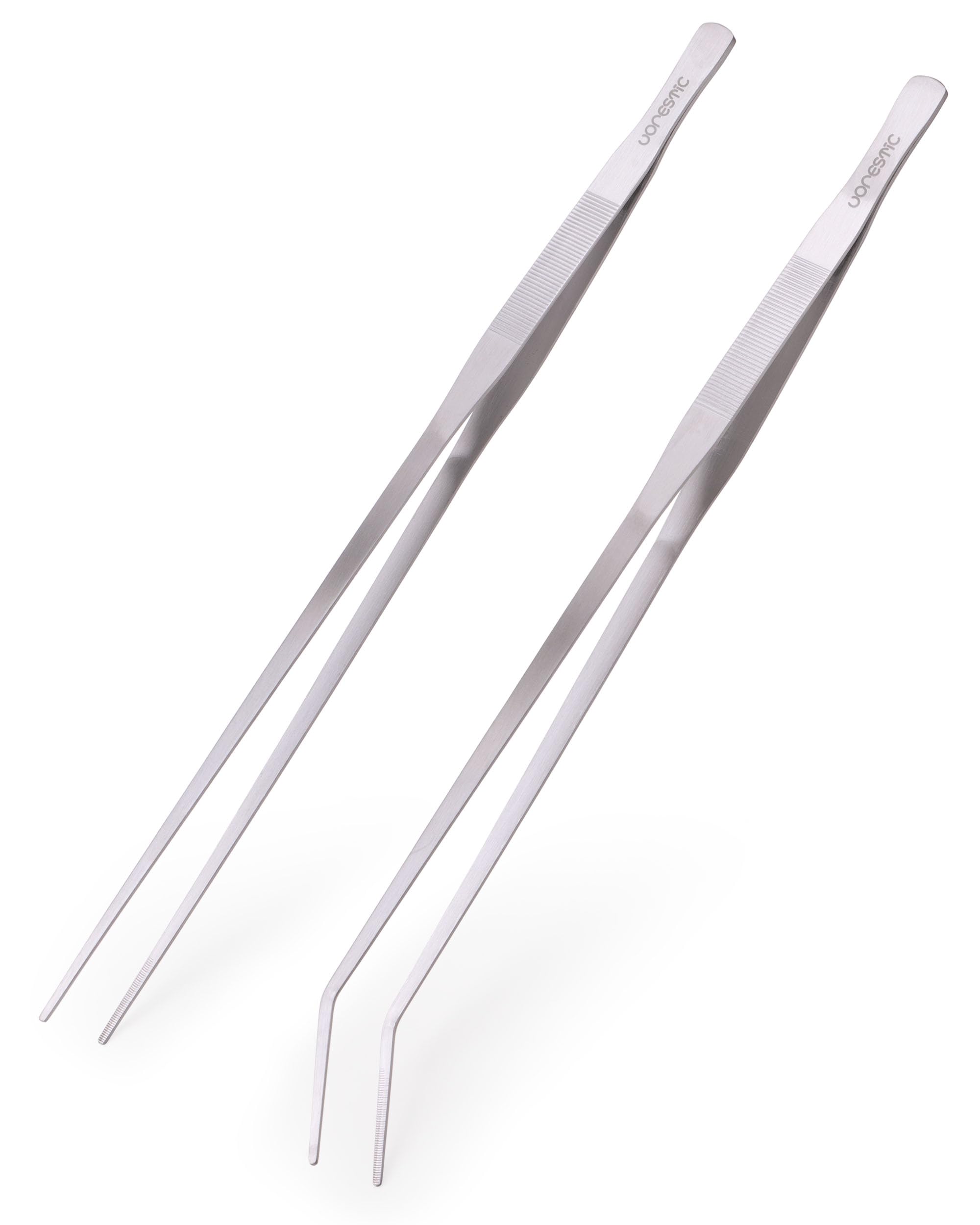 VORESTIC 2 Pcs Aquarium Tweezers Extra Long 60cm - Curved and Straight Plant and Reptile Feeding Tongs for Planting and Feeding