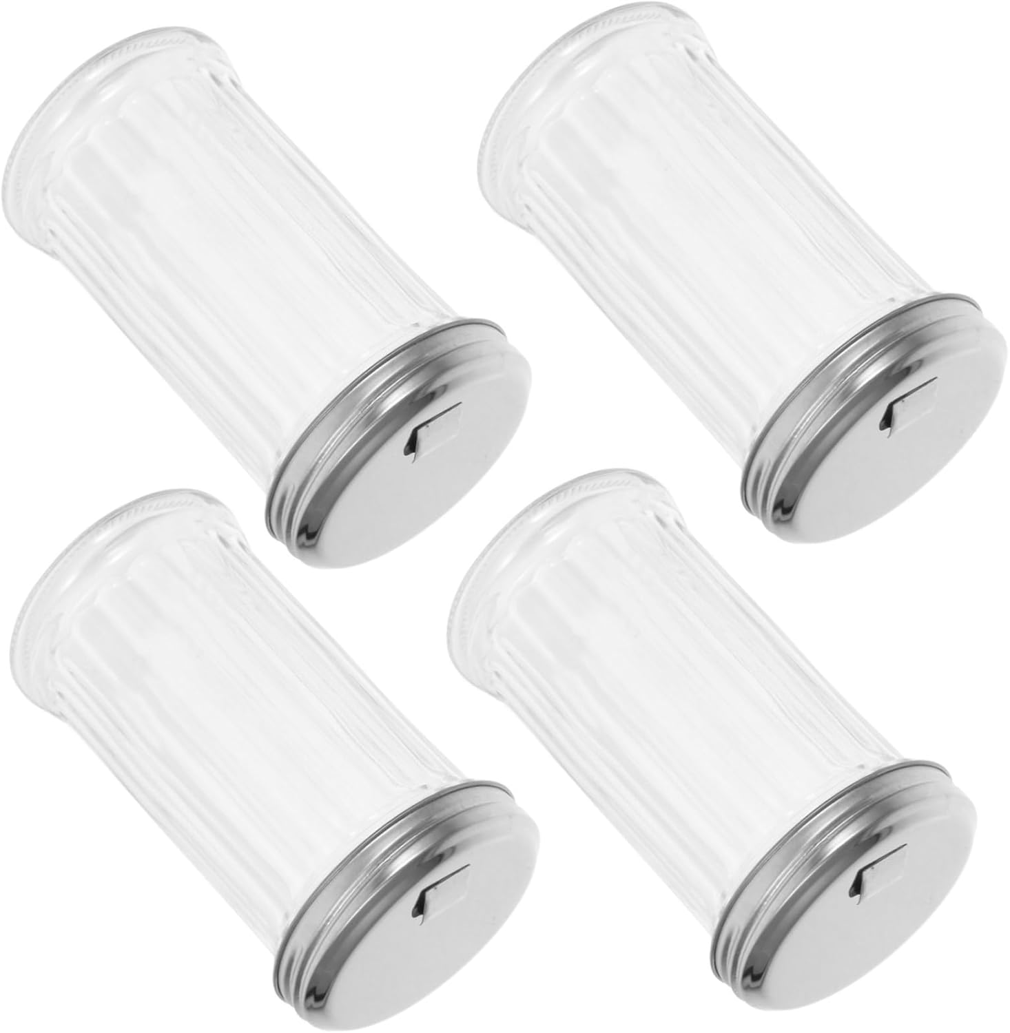 PRETYZOOM 4pc Glass Seasoning Shaker Salt Pepper Kitchen Condiment Dispenser Stainless Steel Lid Pepper Jar Salt Seasoning Bottles Kitchen Utensils