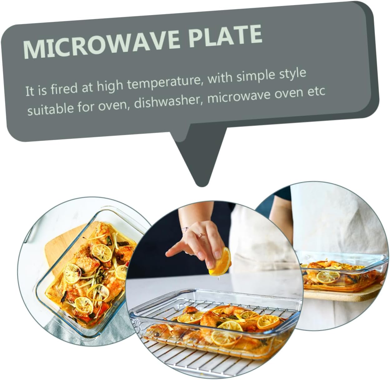 Ciieeo Baking Dish Multi-use Kitchen Supplies for Oven Microwave Versatile Serving Plate for Steak Pizza Pasta and More Space-saving Design Dishwasher