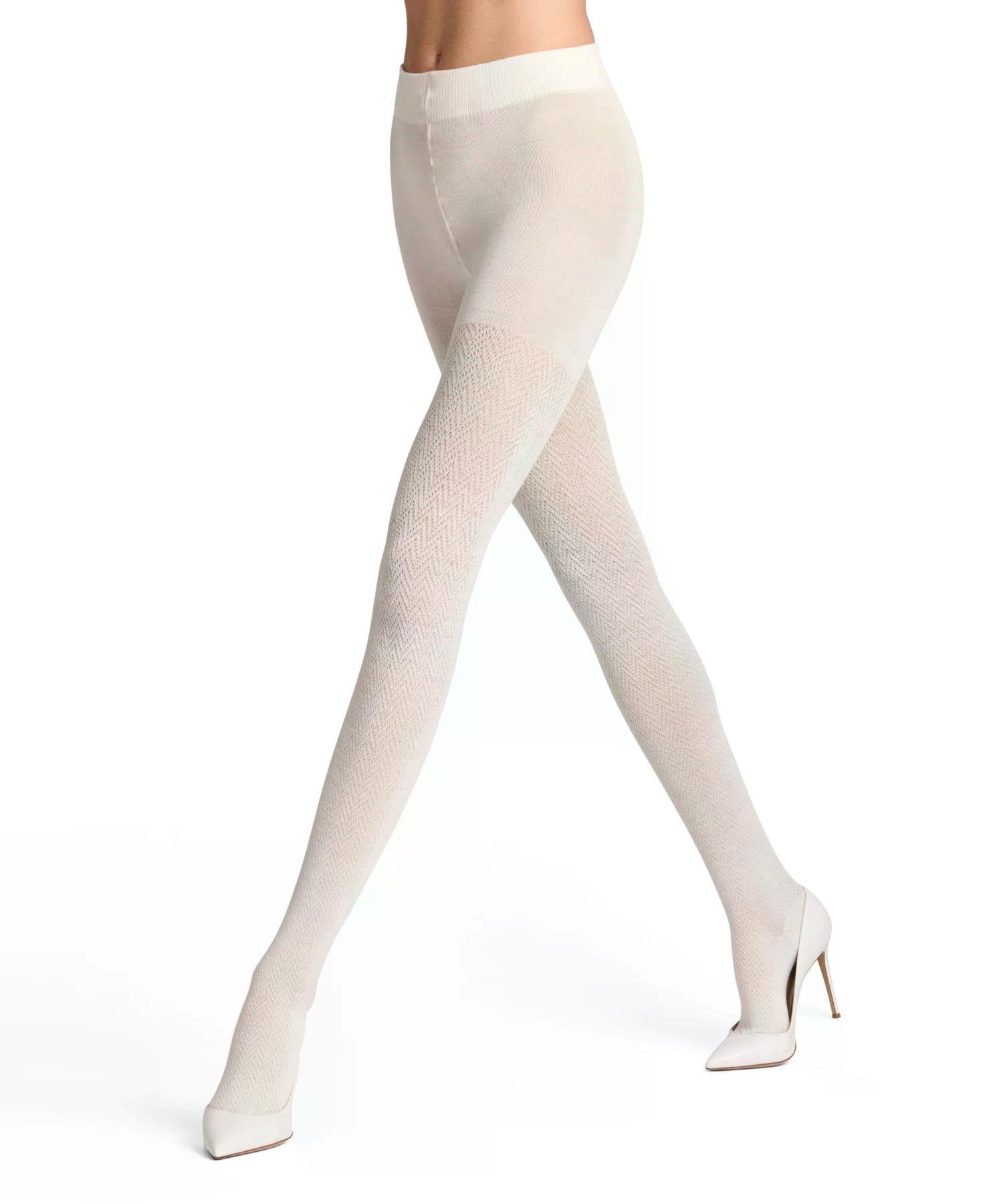 FALKE Kobiety Rajstopy Fable Estate W Ti wełna grube z wzorem 1 Sztuka, Biały Off-White 2040, 42-44