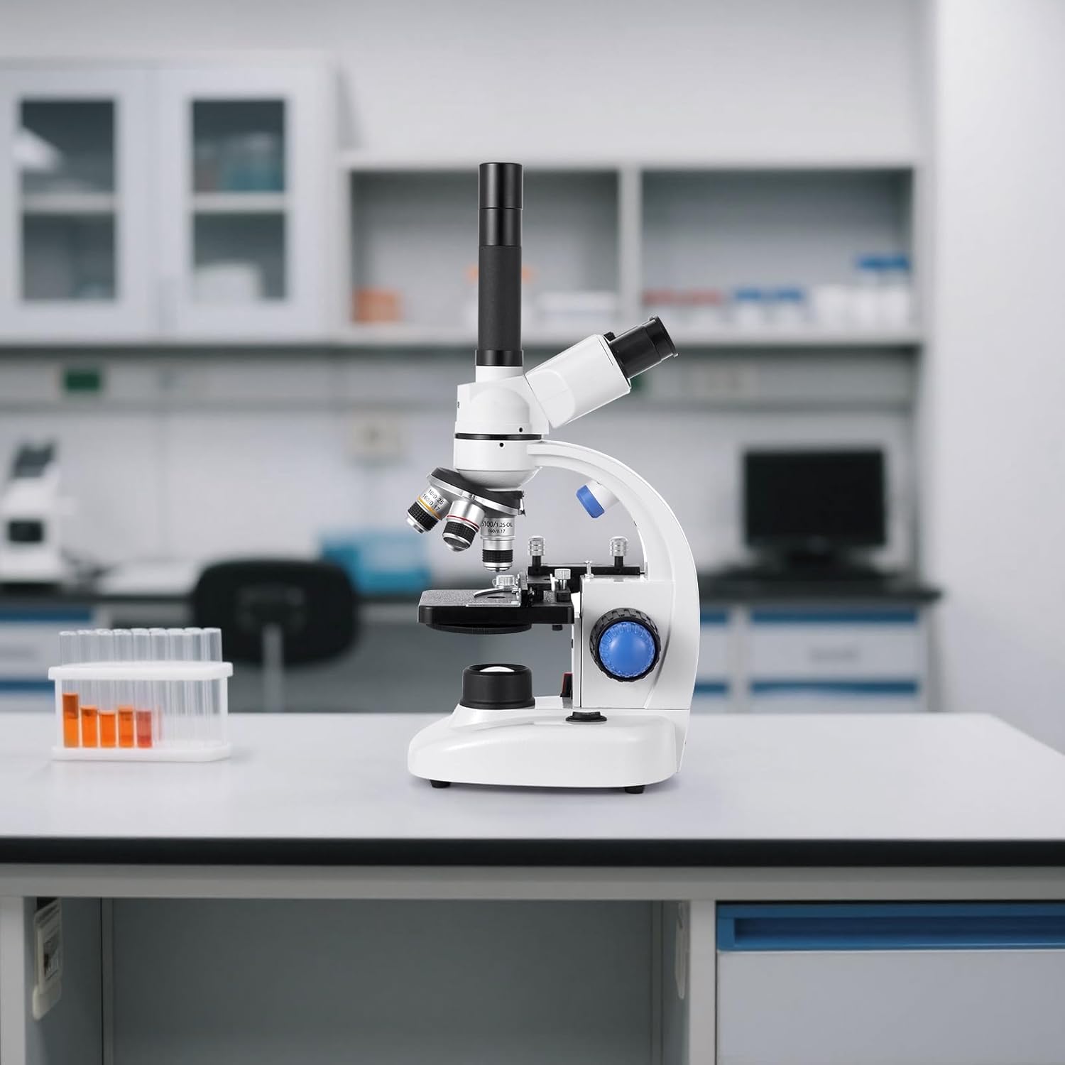 VEVOR Trinocular Microscope, 40-5000X Magnification, Professional Compound Microscope for Adult with Phone Adapter, LED Light, Aluminum Alloy Body, for Lab, School, Home, Education