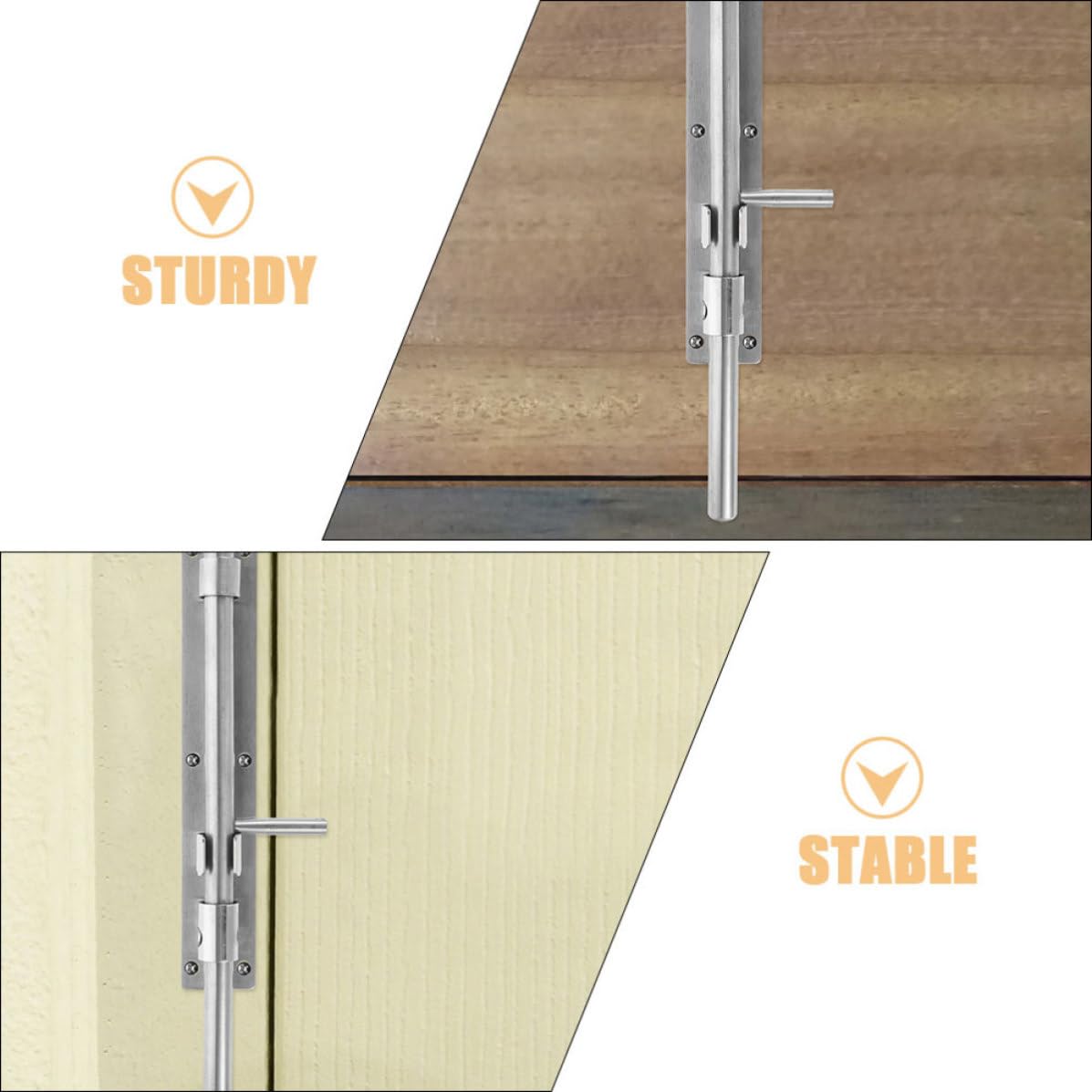 ULTECHNOVO 2 Pezzi Catenaccio per Porta in Acciaio Inossidabile Chiavistello Scorrevole per Porte e Cancelli Argento per Porte in Legno