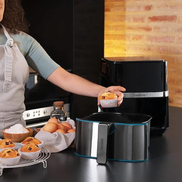 Cecotec Freidora de Aire de 5,5L, Air Fryer, Cecofry Full InoxBlack 5500 Pro. 1700W, Digital, sin Aceite, Panel Táctil, Acabados en Acero Inox, Tecnología PerfectCook, Termostato, 8 Modos - 4